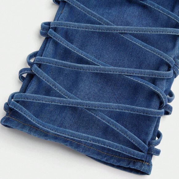 Blue Straight Leg Women's Denim Jeans - Picture 7 of 9